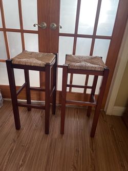 Handwoven rush bar stools