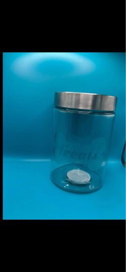 Etched dog treat jar
