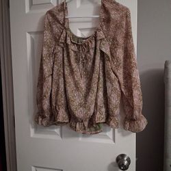 Blouse Green And Pink Flowers