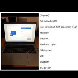 ( Laptop )

Dell Latitude 5350

Intel core ultra 5 13th generation 1.6ghz
Series