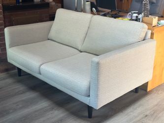 Macy’s Compact Loveseat – Light Beige Textured Upholstery – $200