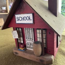 Vintage Handmade Berkeley Designs Wooden School Birds House  