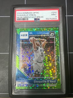 2024-25 Donruss Optic #244 Shaquille O'Neal Neon Green Fast Break /5 PSA 9 POP 1 - 2/5 Magic Legends