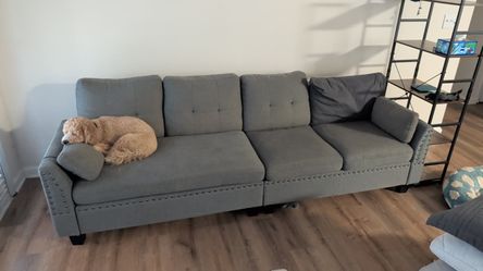 Gray Sofa – Comfortable – Missing One Back Cushion