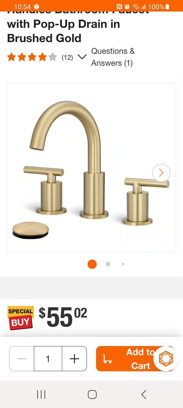 8in. Widespread Double Handles Bathroom Faucet with Pop-Up Drain in Brushed Gold
