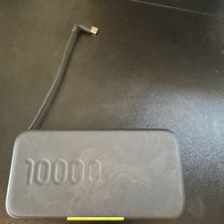  Slim 10,000 mAh Portable Power Bank with Built-in USB-C Cable