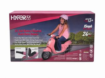 Hyper Blush Retro Scooter 24 Volt Battery Powered Electric Scooter with Easy Twist Throttle: Steel & Plastic, 15 mph, 170 lb Capacity