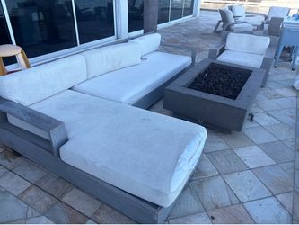 Restoration Hardware Marbela Teak Outdoor Sectional w/chair