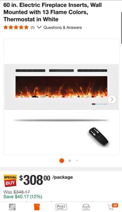60' Electric Fireplace Inserts