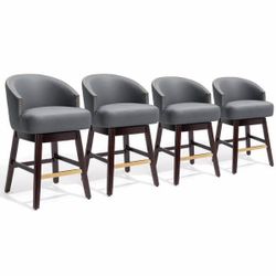 2342f $350  Navy Blue PU Leather Swivel Bar Stools (Set of 4)  Effortless 360° Swivel】Indulge in the convenience of effortless rotation with our 360-d