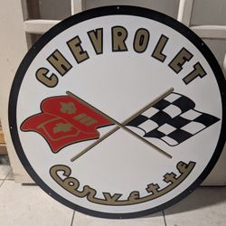 Corvette Flags Metal Sign
