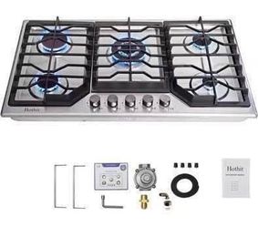 New 34” 5-Burners Recessed Gas Cooktop in Stainless Steel Power Burners
