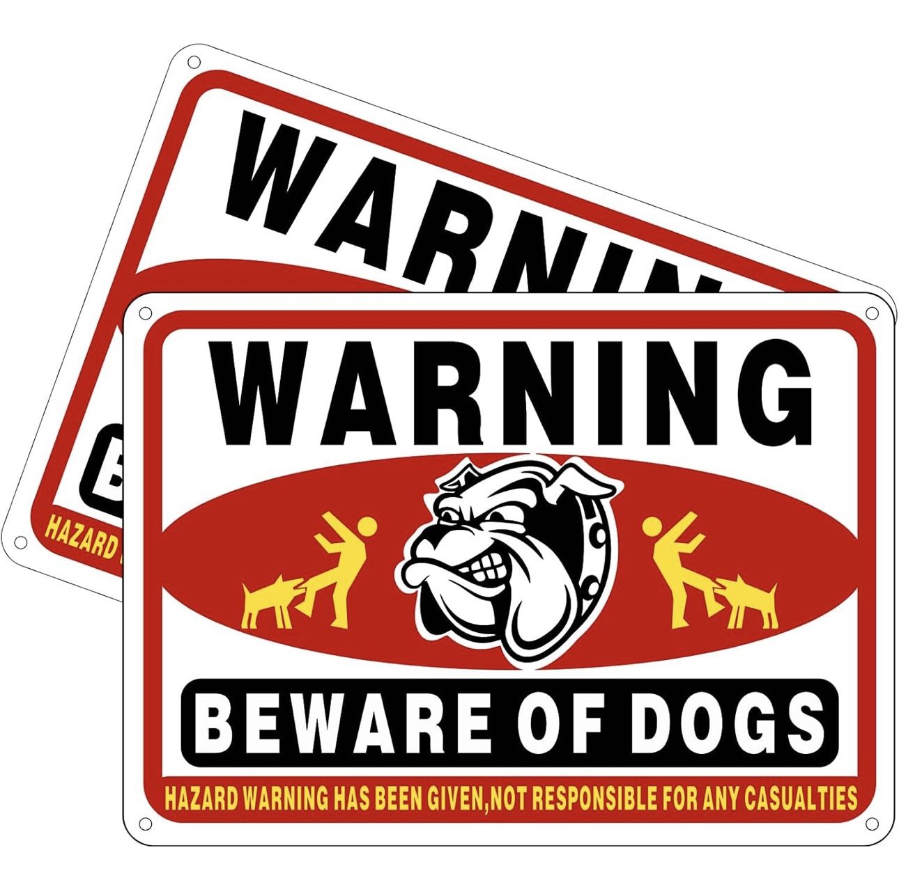 Dog Sign (2 Pack) Warning Signs Beware of Dog Sign no trespassing sign private property Reflective Metal Signs (Black Red)