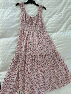 In Bloom Pink & White Floral Smocked Maxi Dress Size L