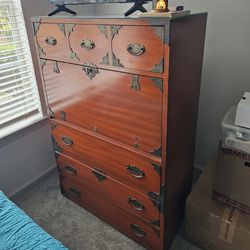 Maghogany Tall Chest, Nightstand And Mirror