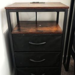 Side table with shelves and charging station