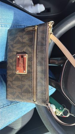Michael Kors Brown Signature Wristlet Clutch