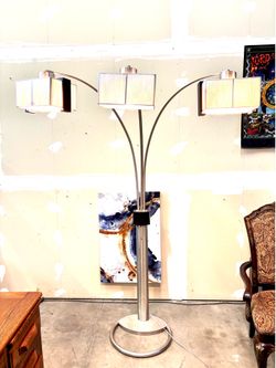 Nova of California  3 Light Arc Floor Lamp Satin Nickel