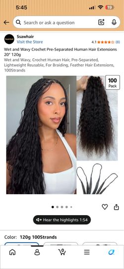20” Wet and Wavy Crochet Human Hair Extensions