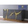 Laminate Grey And Metallic Gold Sideboard buffet tv Stand cabinet 
