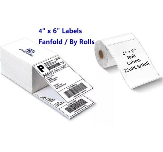 4" x 6" Thermal Labels for Zebra & Rollo Printer Blank Direct Shipping Label 500