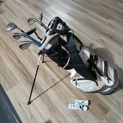 Golf Bag w Stand, Club Set, Balls