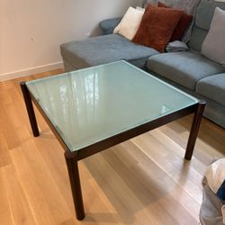 Glass Top Wood Frame Coffee Table - $40 OBO