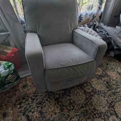 Gray Plush Recliner Chair Works Good