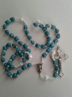 Turquoise Beaded Skeleton Rosary