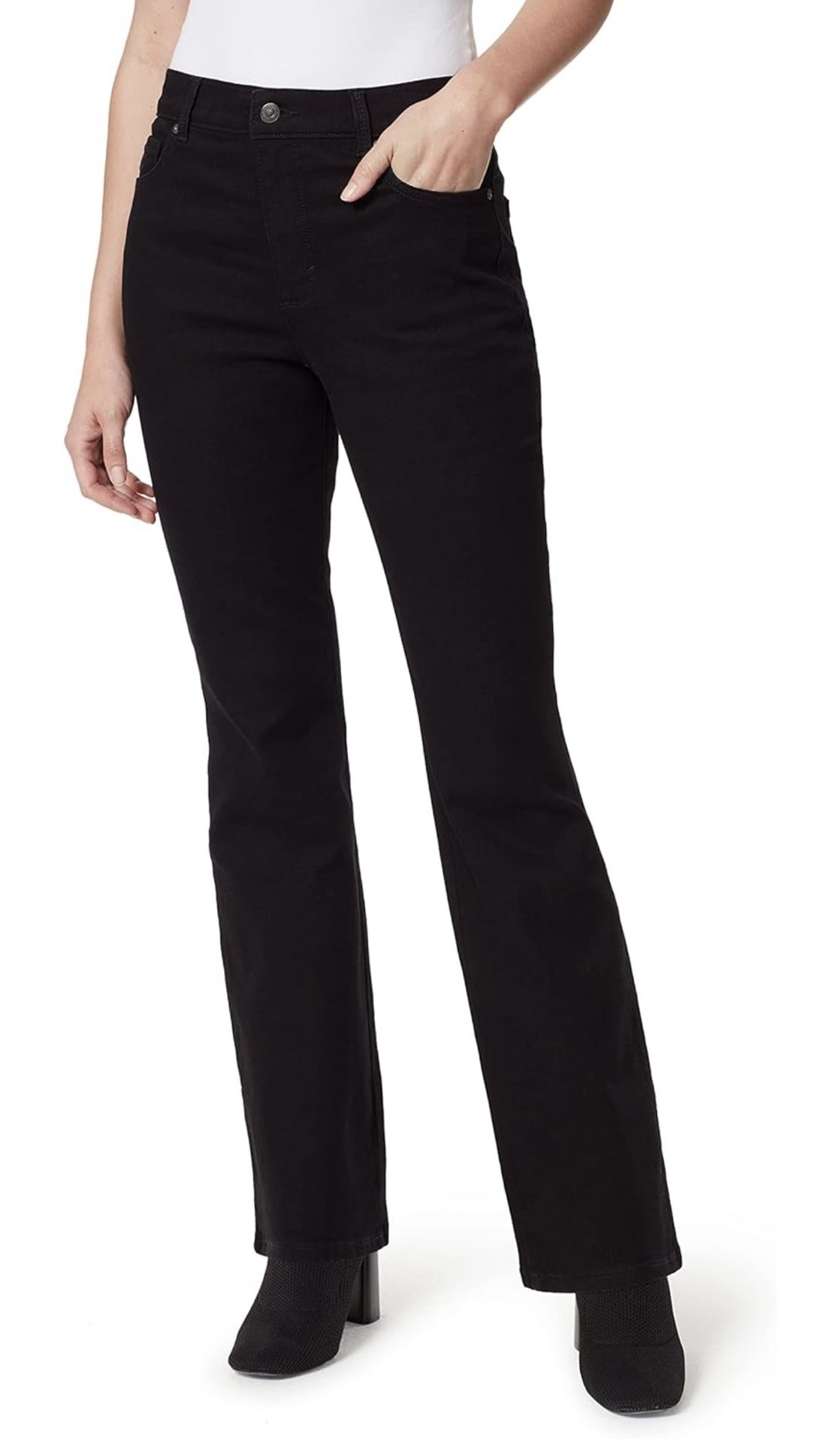 NWT Gloria Vanderbilt Women's Amanda High Rise Boot Cut Jean Black 14P Short