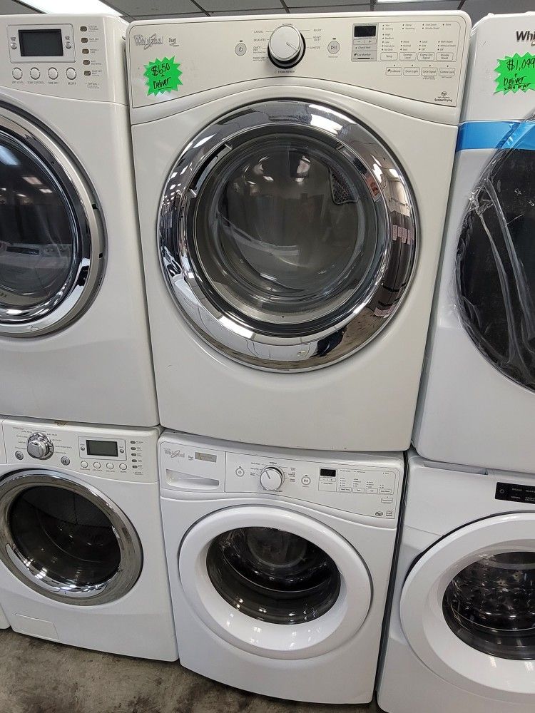 Whirlpool Front Loading Washer And Stackable Gas Dryer Set