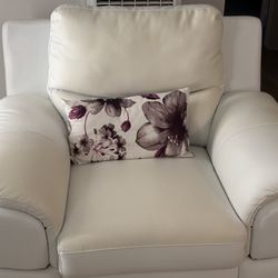 Latitude Run White Leather Arm Chair