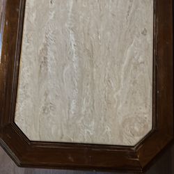 Real Marble Table Top & Wood End Table  