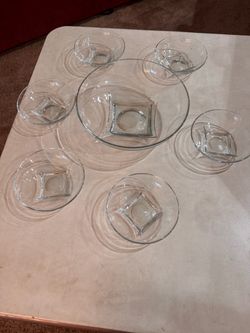 Vintage Hazel Atlas Colony Glass Salad Bowl Set - 7 Piece MCM