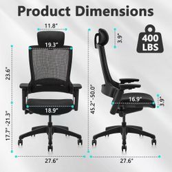 😀 CLATINA Ergonomic High Swivel Executive Chair with Adjustable Height Head 3D Arm Rest Lumbar Support and Upholstered Back for Home Office Black Mes