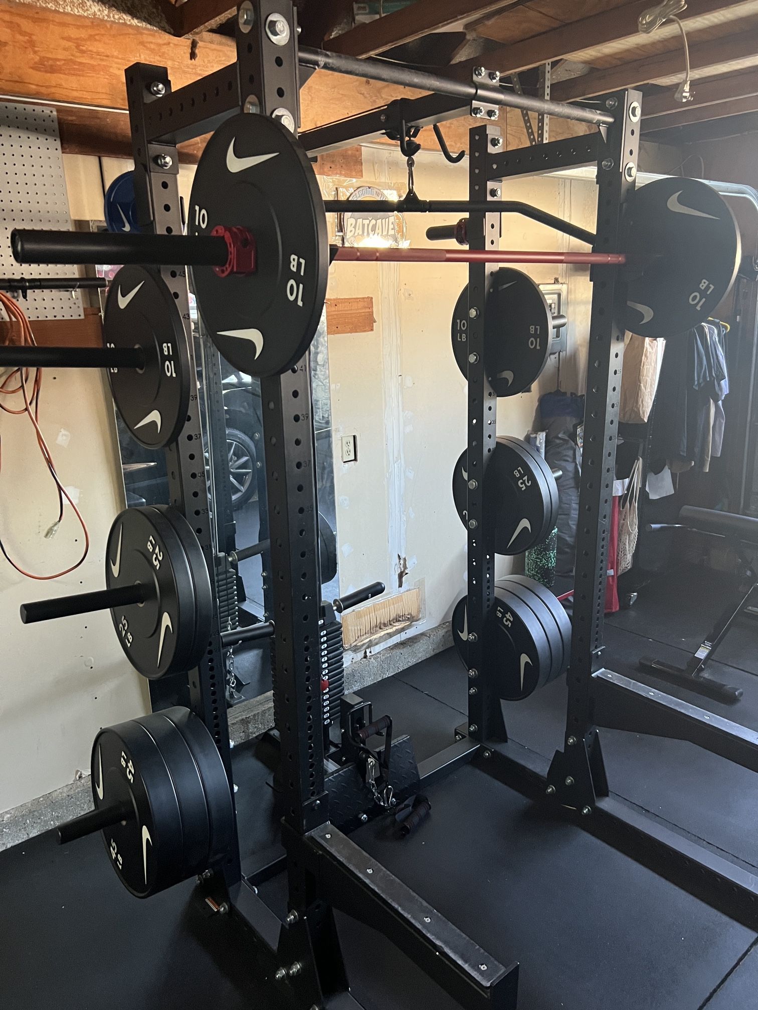 Body Solid SPR500 Squat Rack With Lat /pulley System And Plate Storage. *Bumper Plates And Barbell Note For Sale
