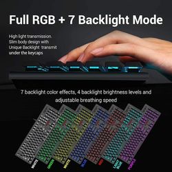 Redragon S107 RGB LED Backlit Keyboard 3200 DPI, Gaming Mouse w / Mousepad