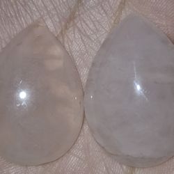 Rose Quartz Cabochon 2pc Flat Back Tear Drops