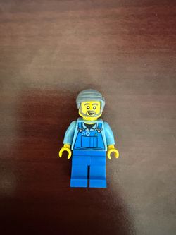 LEGO MINIFIGURES: Overalls With Tools In Pocket Dark Bluish, Gray Smooth Hair