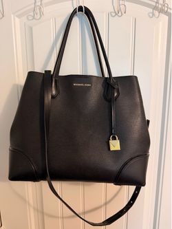 Michael Kors Black Leather Tote Bag with Crossbody Strap
