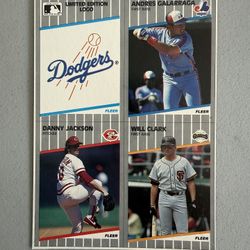 1989 Fleer Gray Back Full Panel Los Angeles Dodgers Team Andres Galarraga