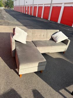 free delivery  Mid-Century Modern Convertible Sectional Sofa with Storage Chaise – Grey
