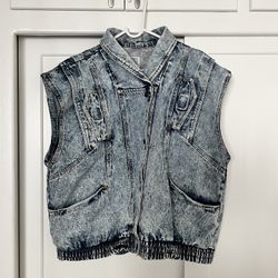 Vintage Marty McFly Denim Jean Jacket Vest Size Large Men