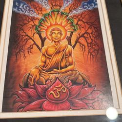 CUSTOM MATTED GRAFFITI BUDDAH FRAMED