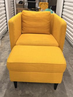 Armchair Yellow with Ottoman