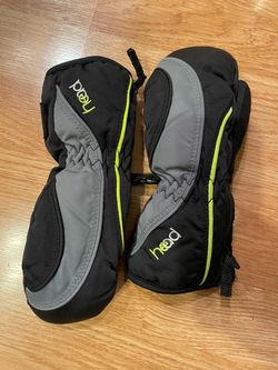 Head Ski Mittens Black Gray Neon Yellow