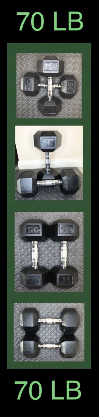 (2) 35LB CAP Rubber Hex Dumbbell pair ( 70lb total )