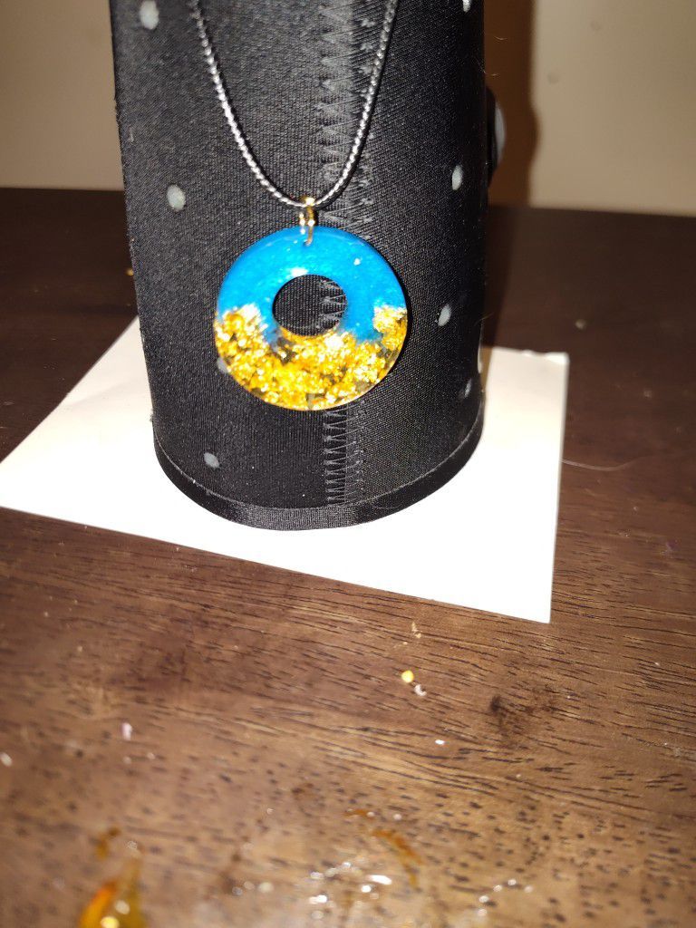 Blue And Gold Circle Mustard Seed Necklace From The Mustard Seed Ministry
