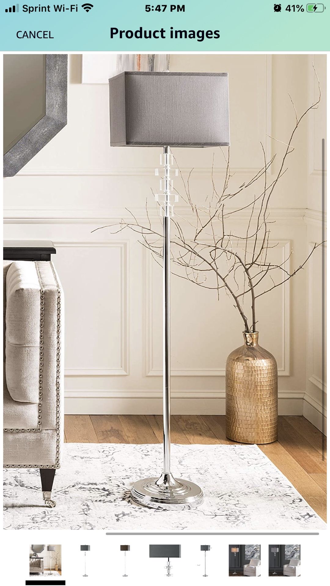 Safavieh Lighting Collection Times Square Clear 60.25-inch Floor Lamp. NEW