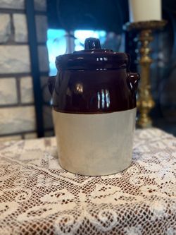 Mid Century Stoneware Crock Jar with Lid